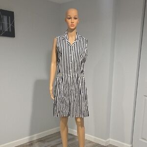 Black and White Vintage  Notched Collar Sheath Jumpsuit